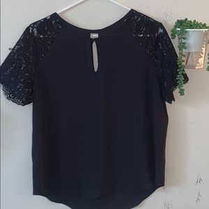 Ann Taylor Royal Blue Lace Sleeve Blouse